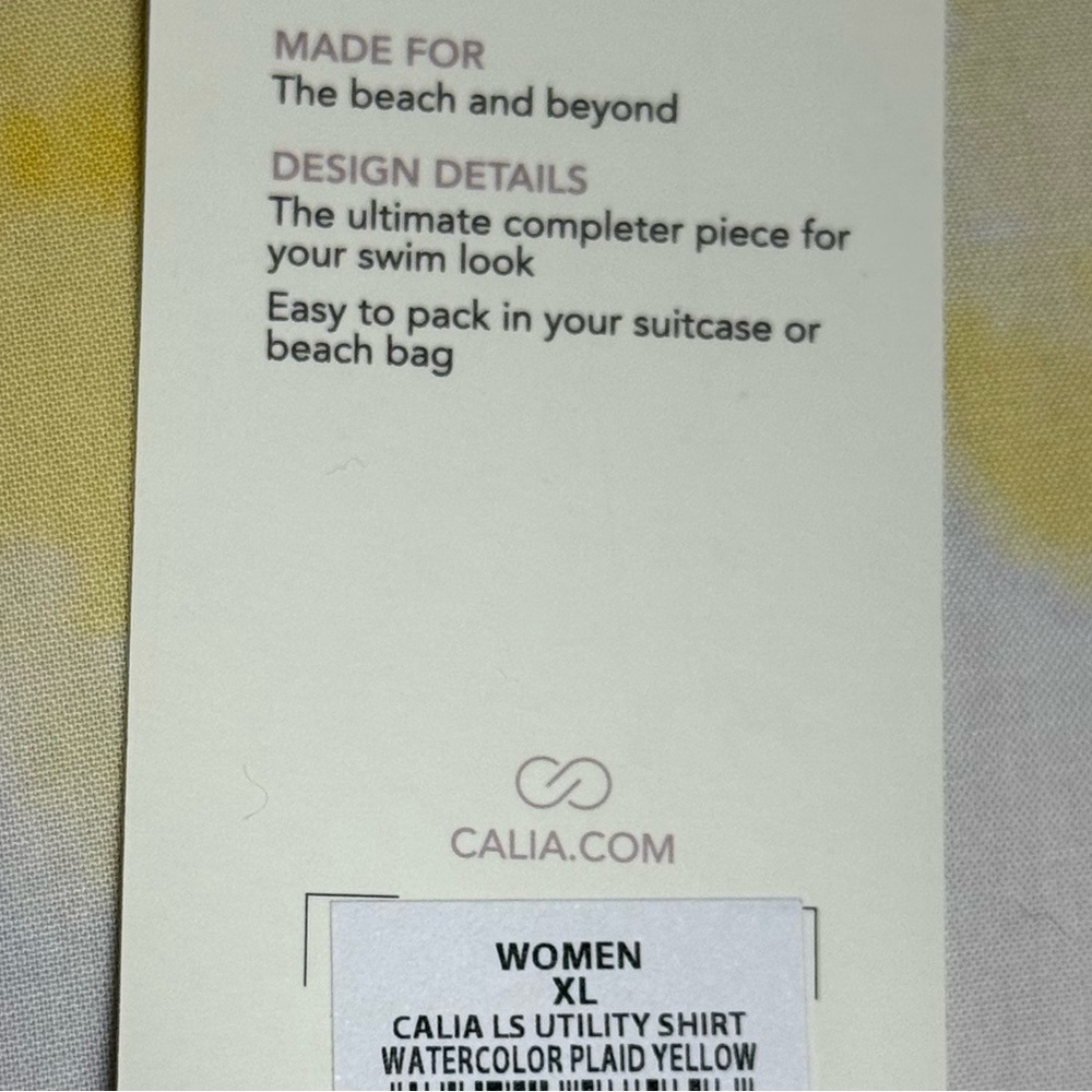 Calia By Carrie Underwood Cover Up Shirt Watercolor Plaid Yellow purple Size XL - Picture 10 of 11